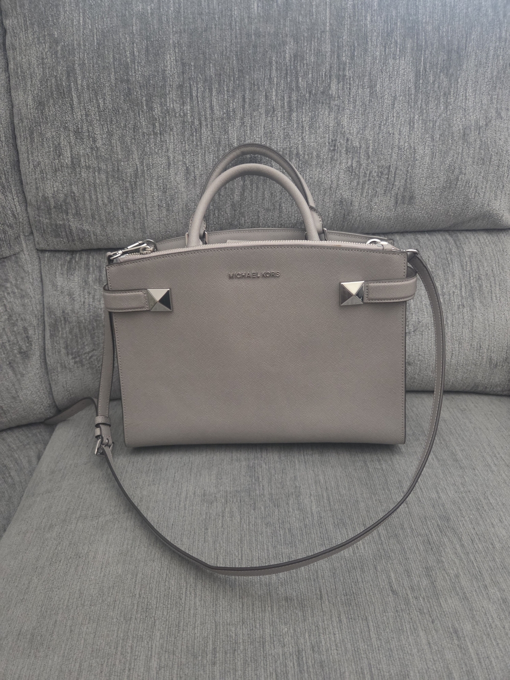 Michael Kors Karla Saffiano Leather Satchel - Grey